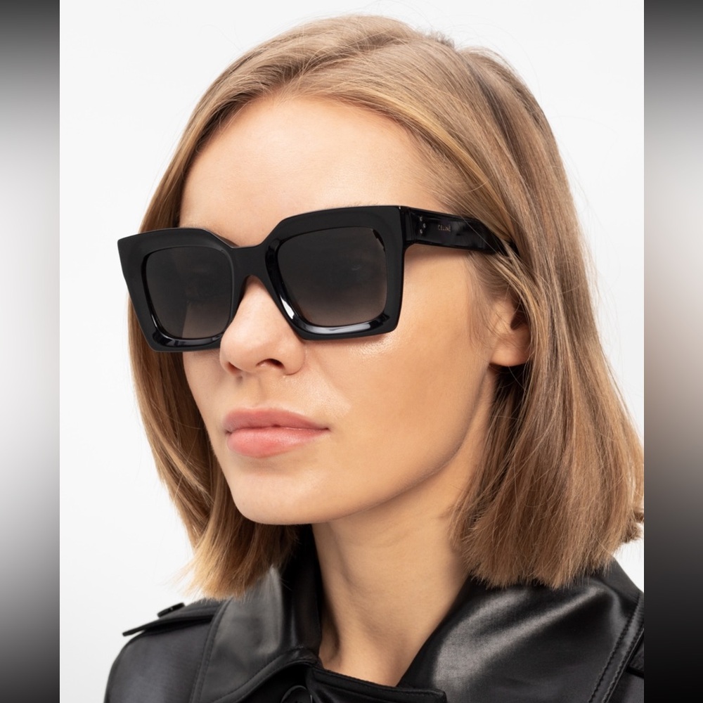 Authentic NEW Celine Black Rectangle Acetate sunglasses - Picture 7 of 17